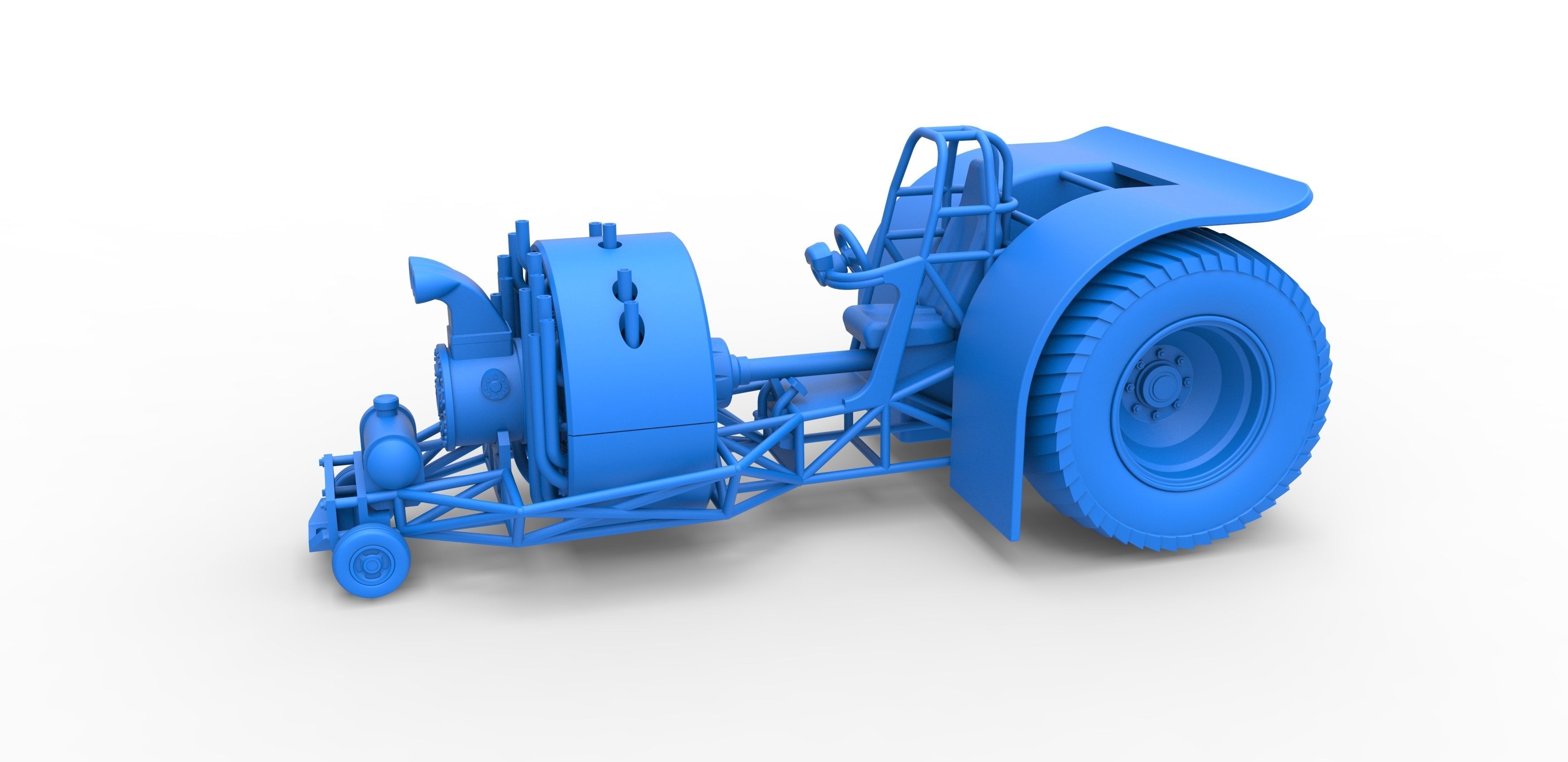 Pulling tractor with radial engine Scale 1 to 25 3D print model_14
