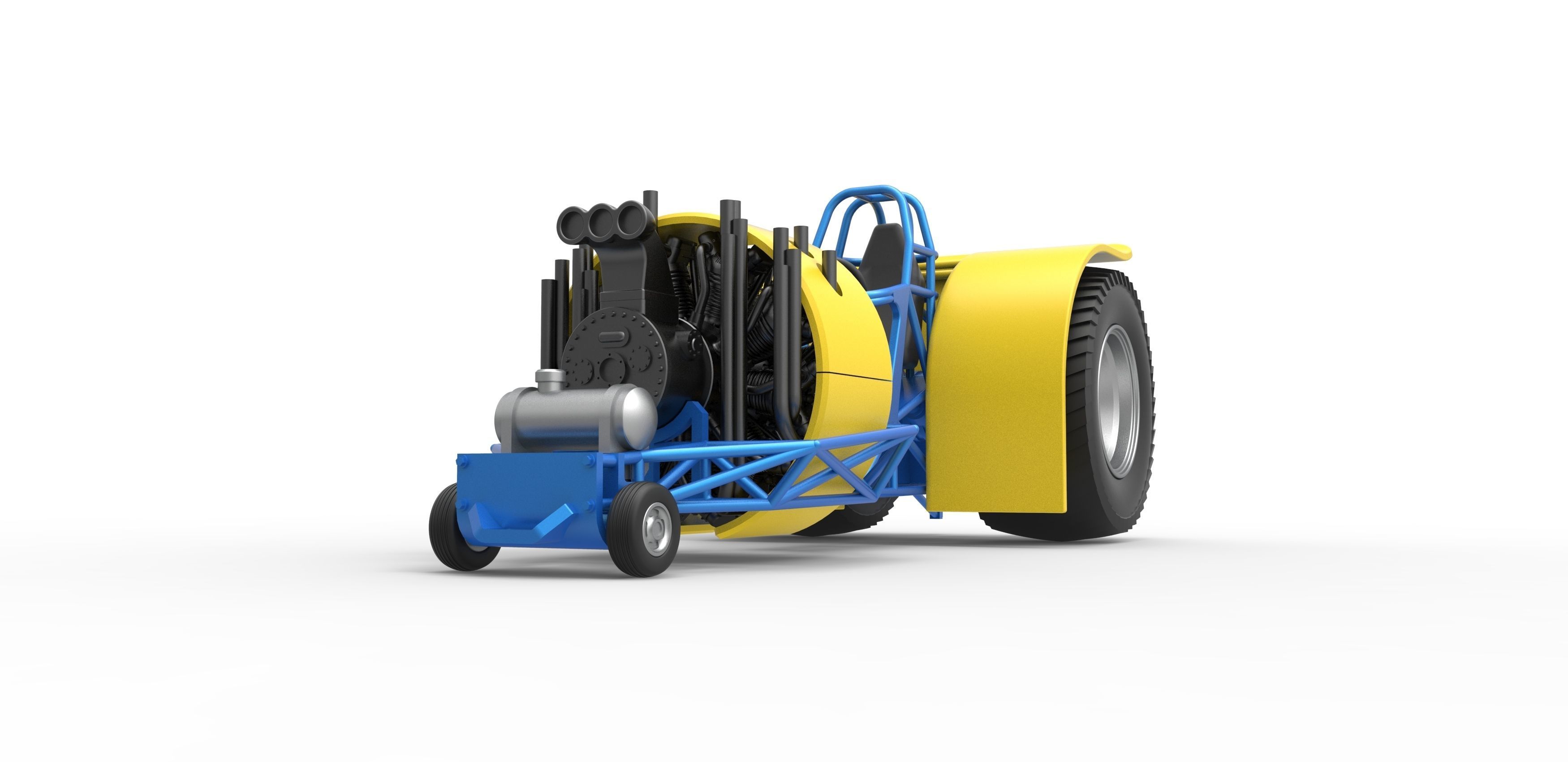 Pulling tractor with radial engine Scale 1 to 25 3D print model_4