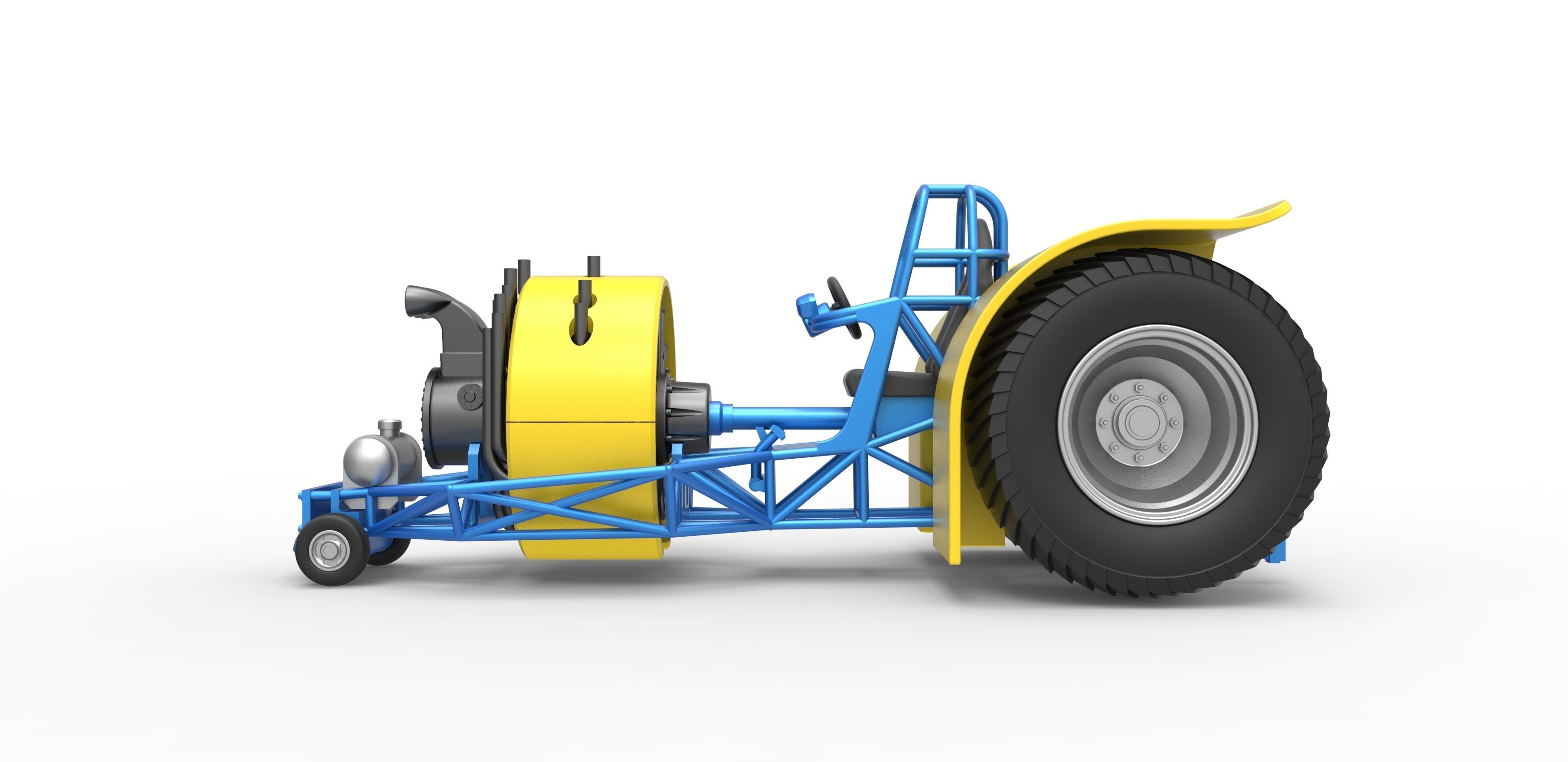 Pulling tractor with radial engine Scale 1 to 25 3D print model_7