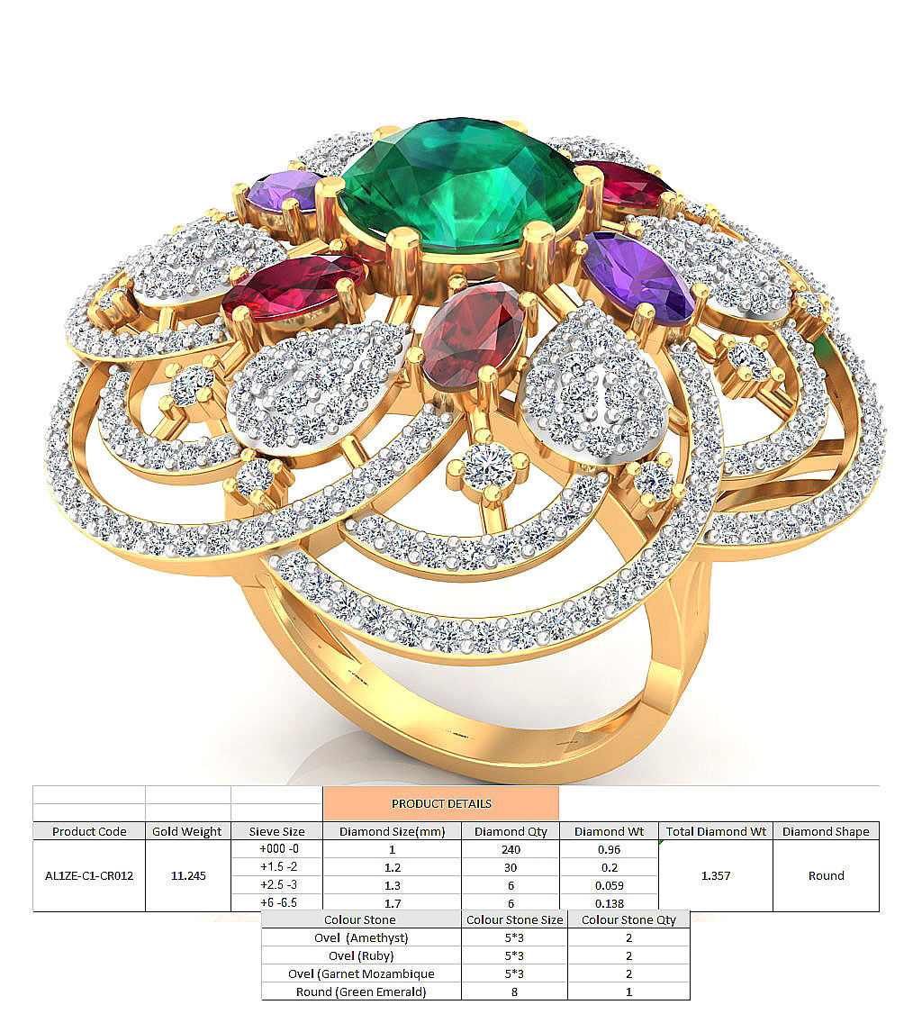 Cocktail ring 3D print model_1