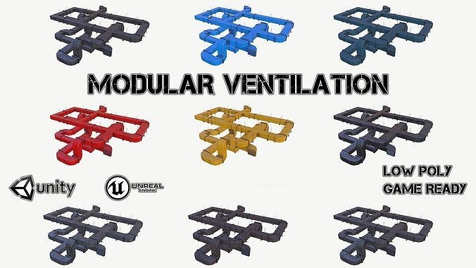 Modular ventilation Low-poly 3D model
