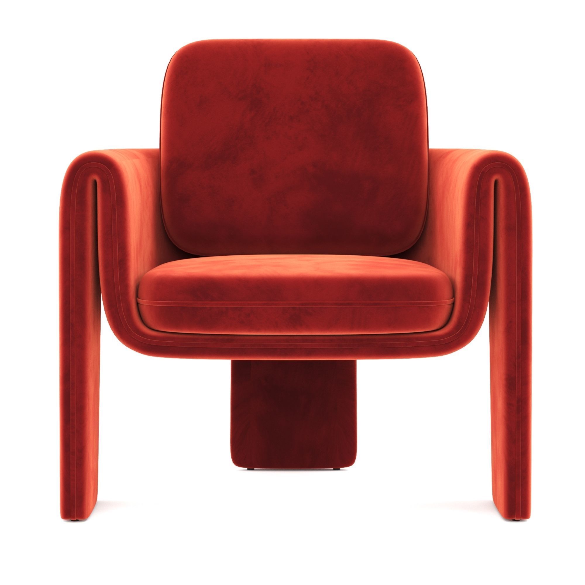 Floria lounge chair velvet 3D model_2