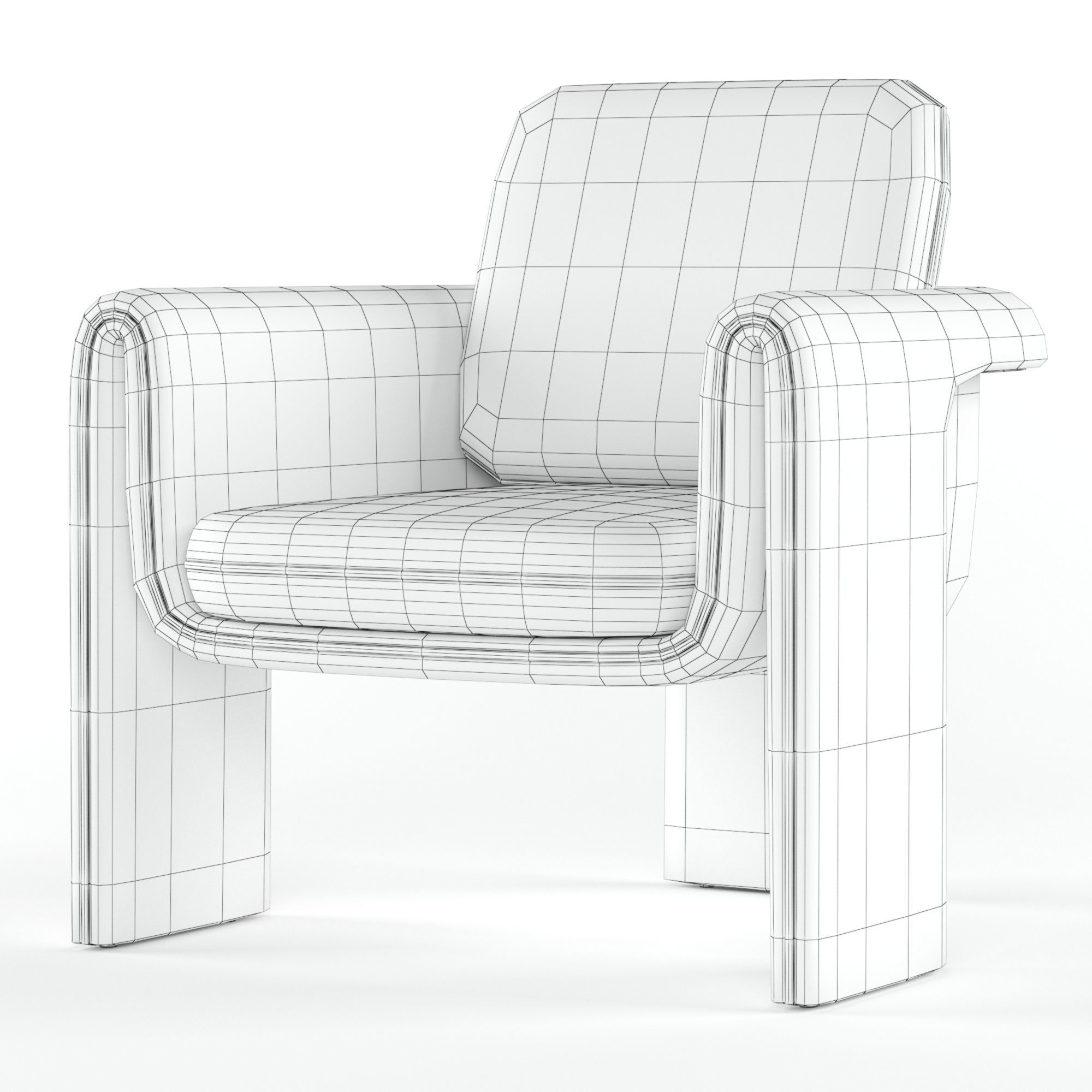 Floria lounge chair velvet 3D model_3