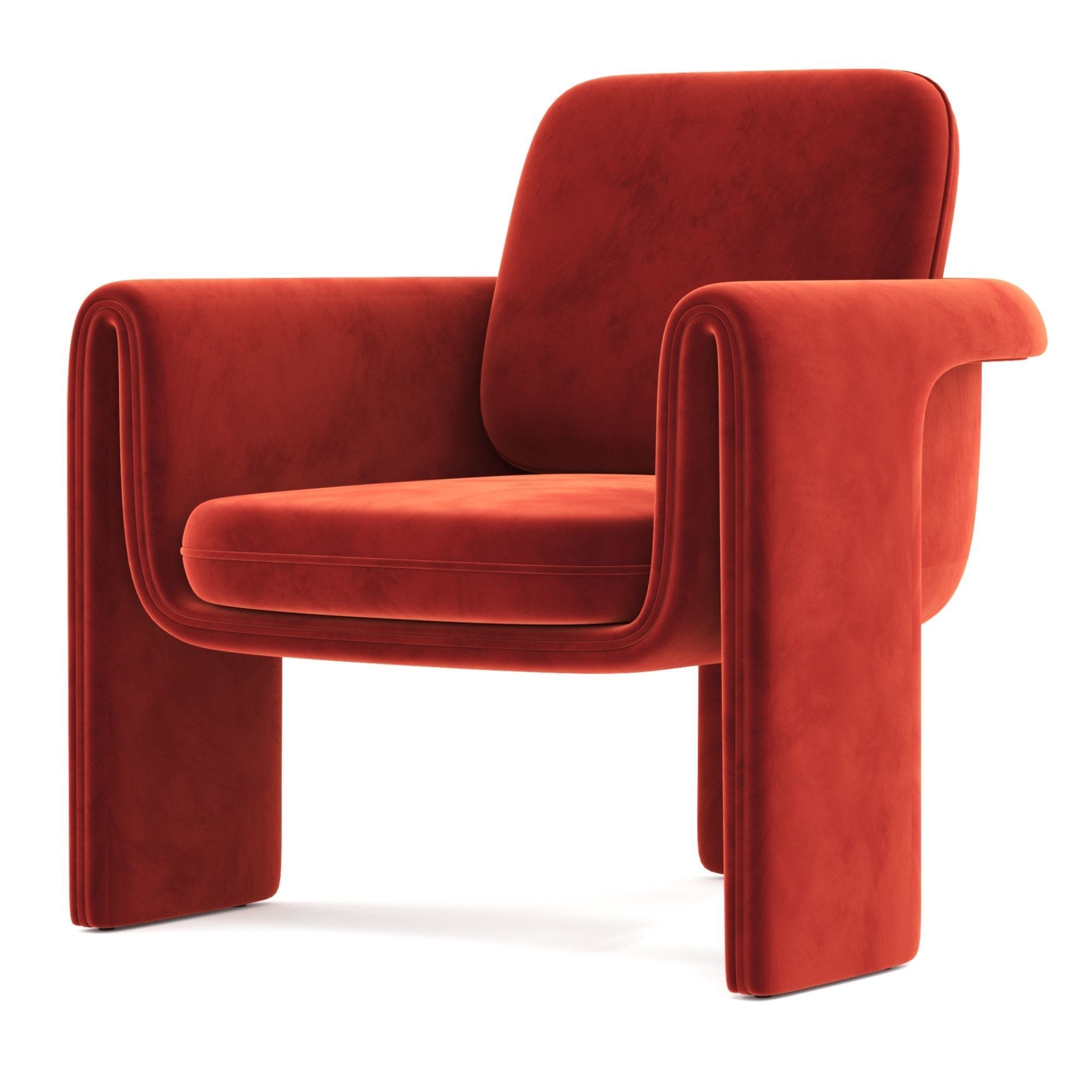 Floria lounge chair velvet 3D model_1