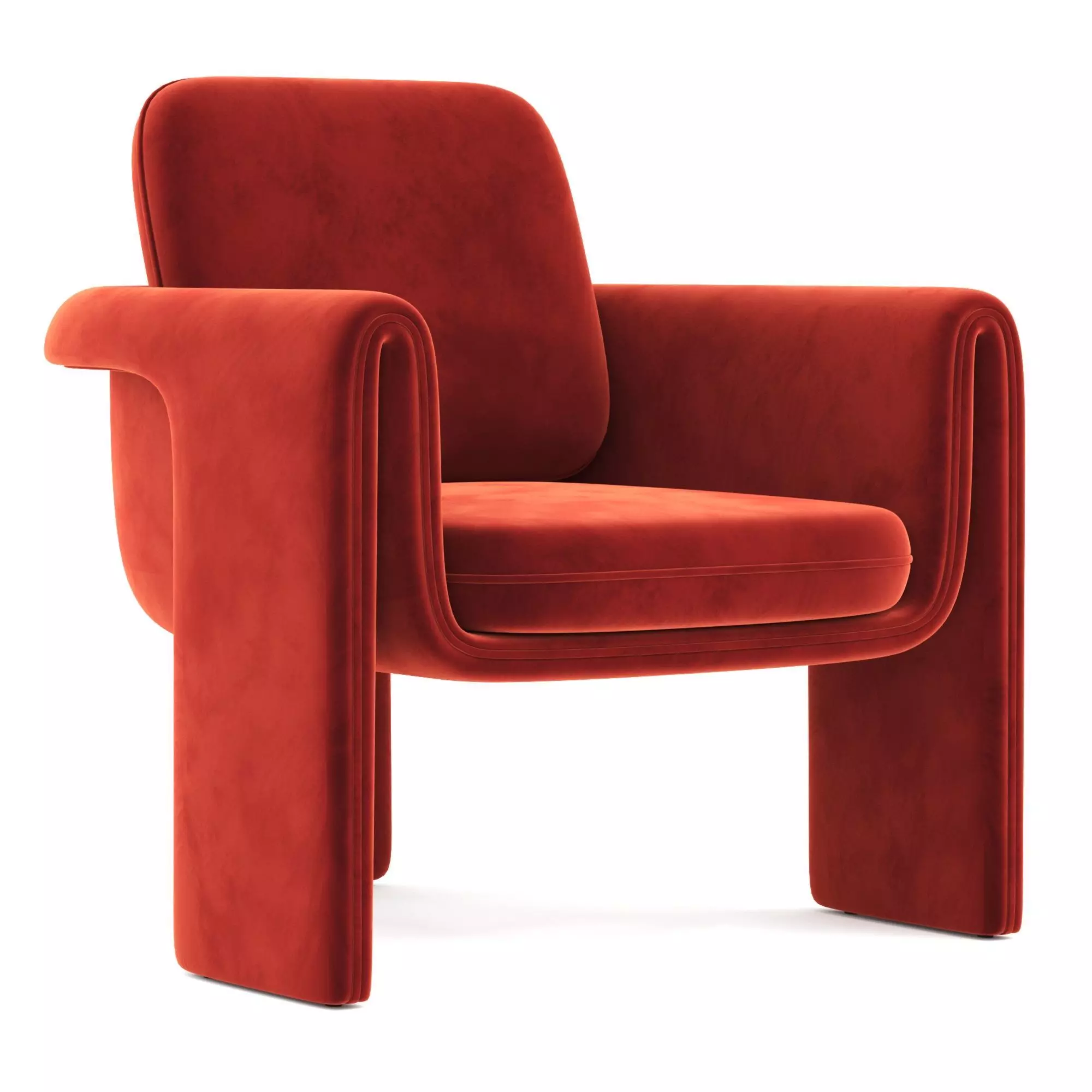 Floria lounge chair velvet 3D model_0