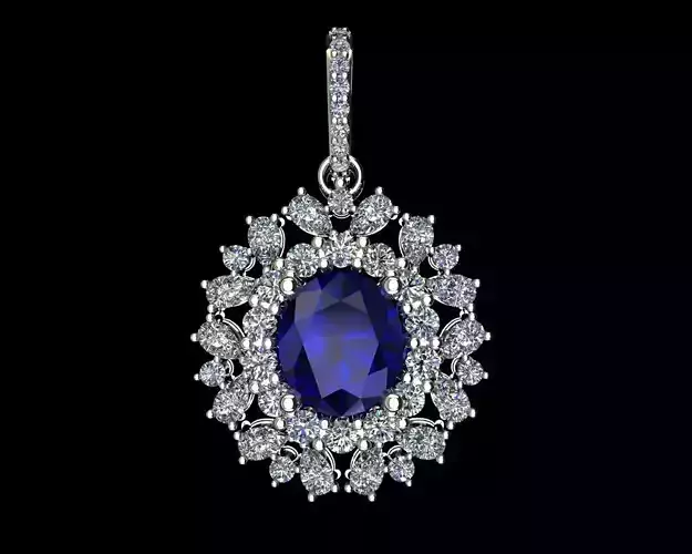Necklace sapphire and diamond pendant