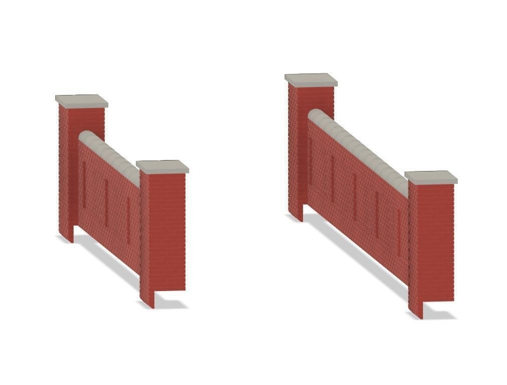 Model Railway - Bridge Parapet Wall - Various Lengths 3D print model_11
