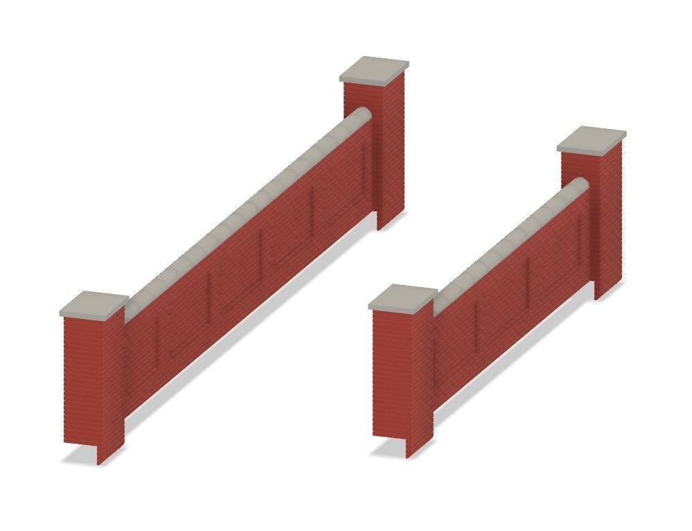 Model Railway - Bridge Parapet Wall - Various Lengths 3D print model_10