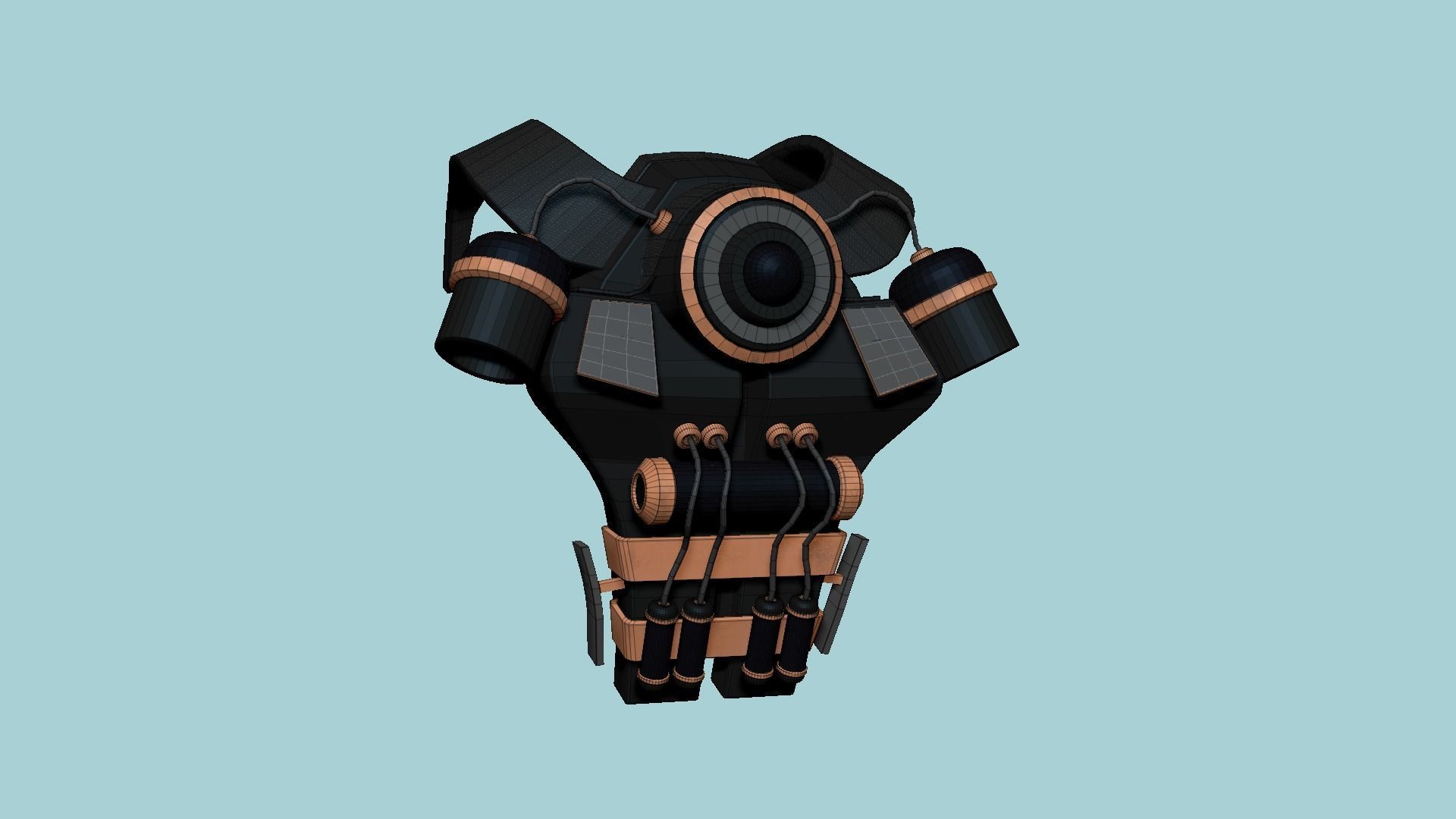SciFi Backpack B01 Black Copper - Fashion Character Design Low-poly 3D model_6