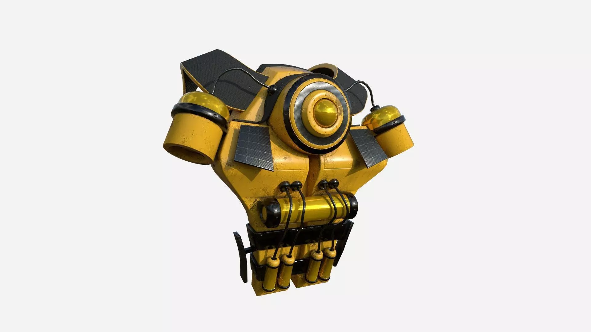 SciFi Backpack B03 Yellow Black - Fashion Character Design Low-poly 3D model_0
