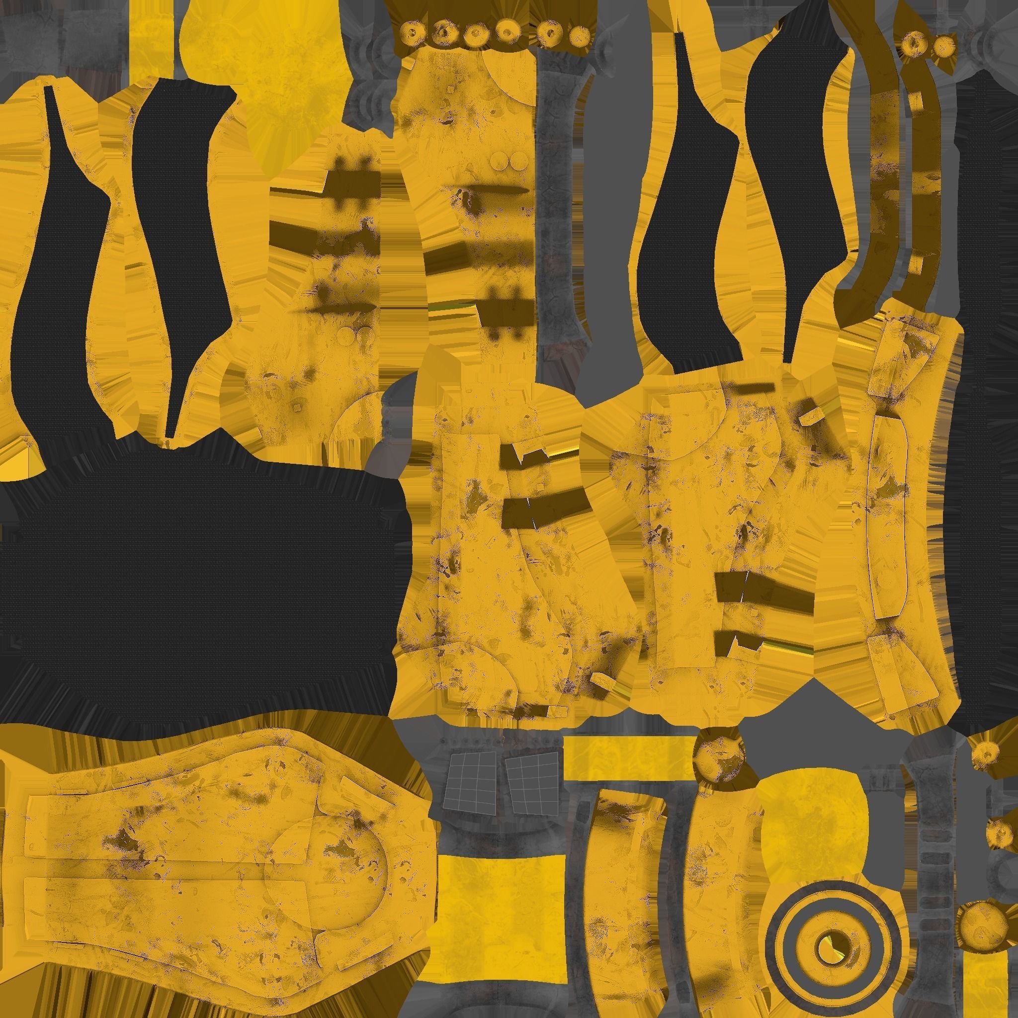 SciFi Backpack B03 Yellow Black - Fashion Character Design Low-poly 3D model_21