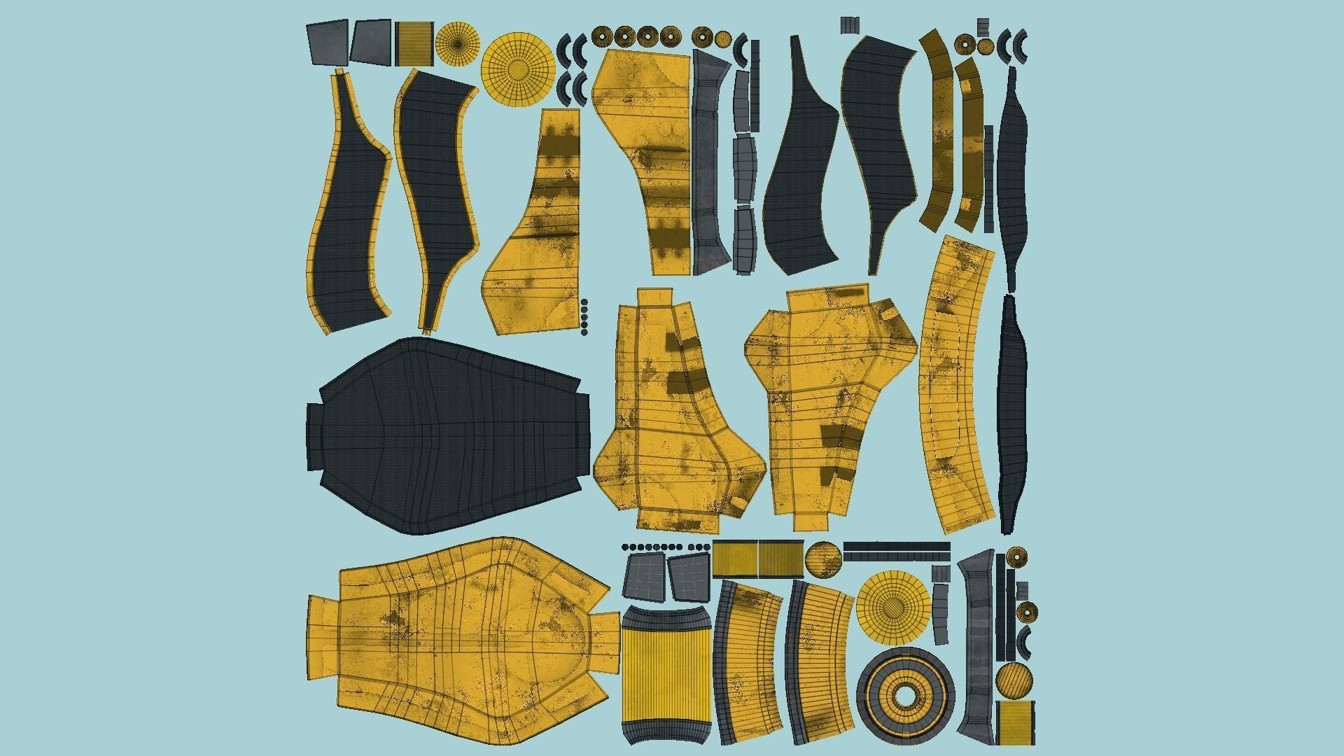 SciFi Backpack B03 Yellow Black - Fashion Character Design Low-poly 3D model_5