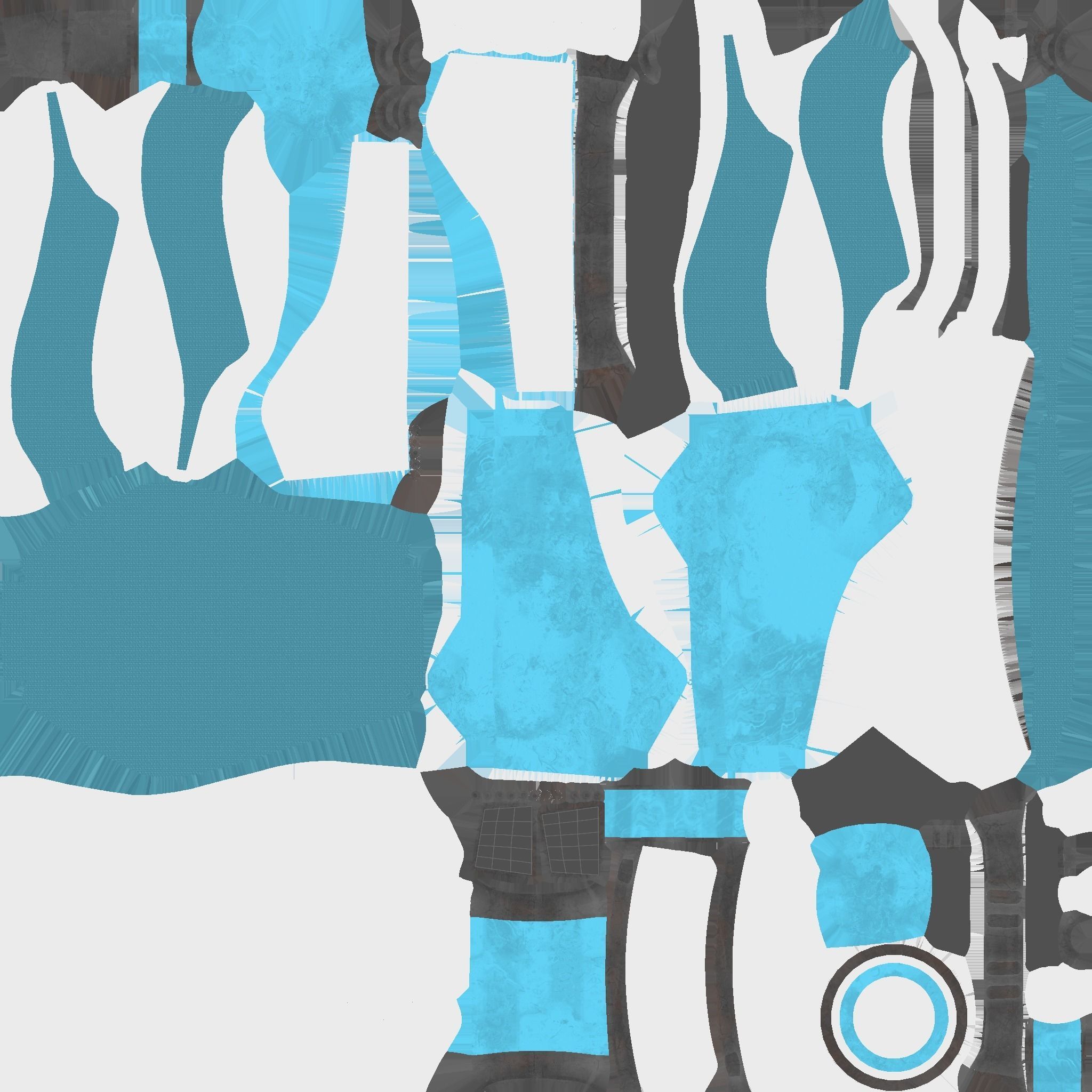 SciFi Backpack B04 White Blue - Fashion Character Design Low-poly 3D model_21