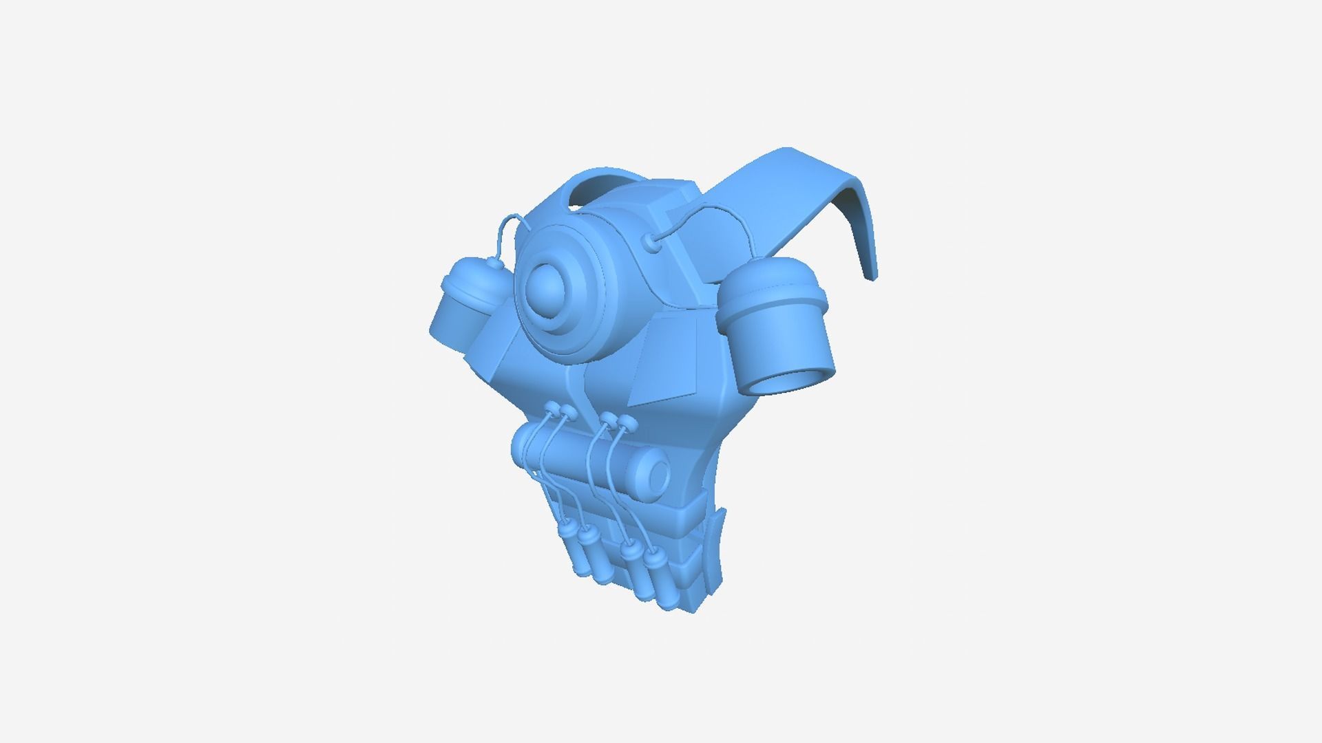 SciFi Backpack B04 White Blue - Fashion Character Design Low-poly 3D model_10