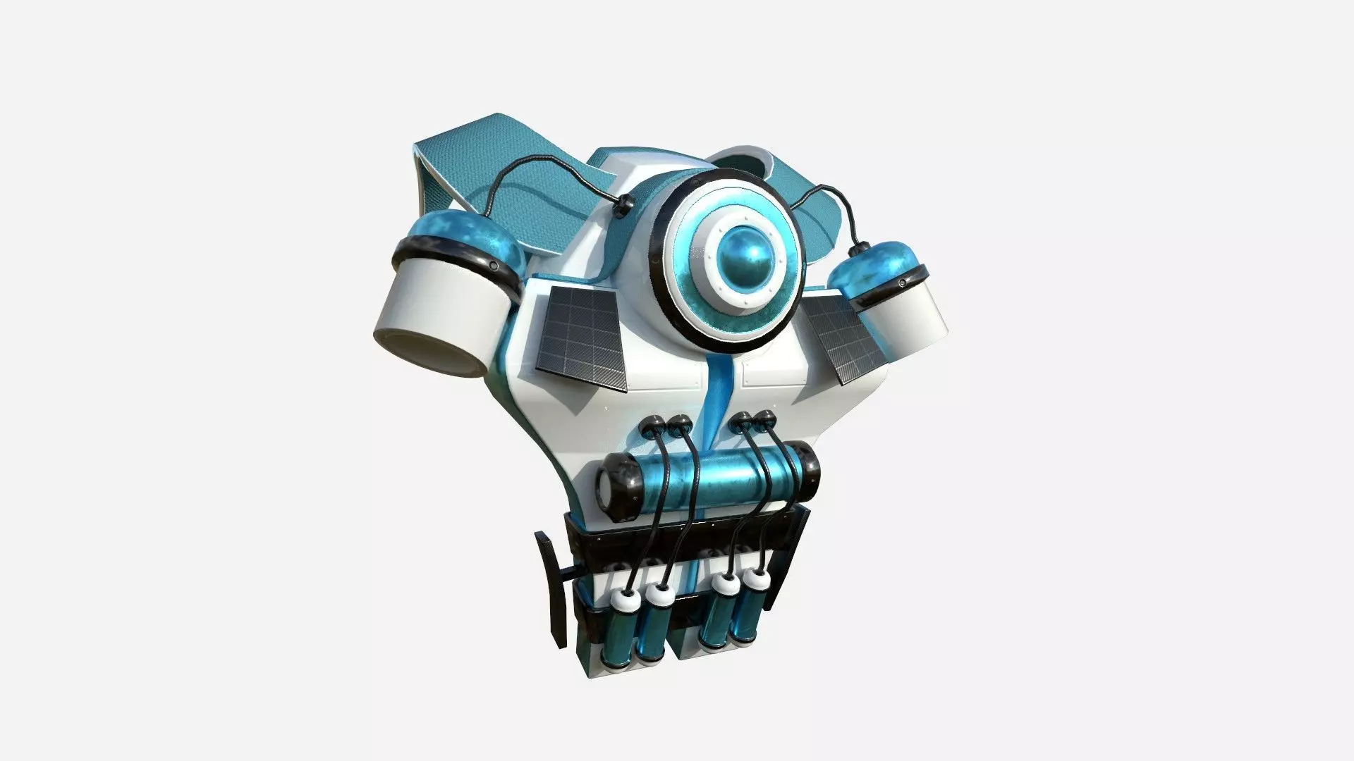 SciFi Backpack B04 White Blue - Fashion Character Design Low-poly 3D model_0