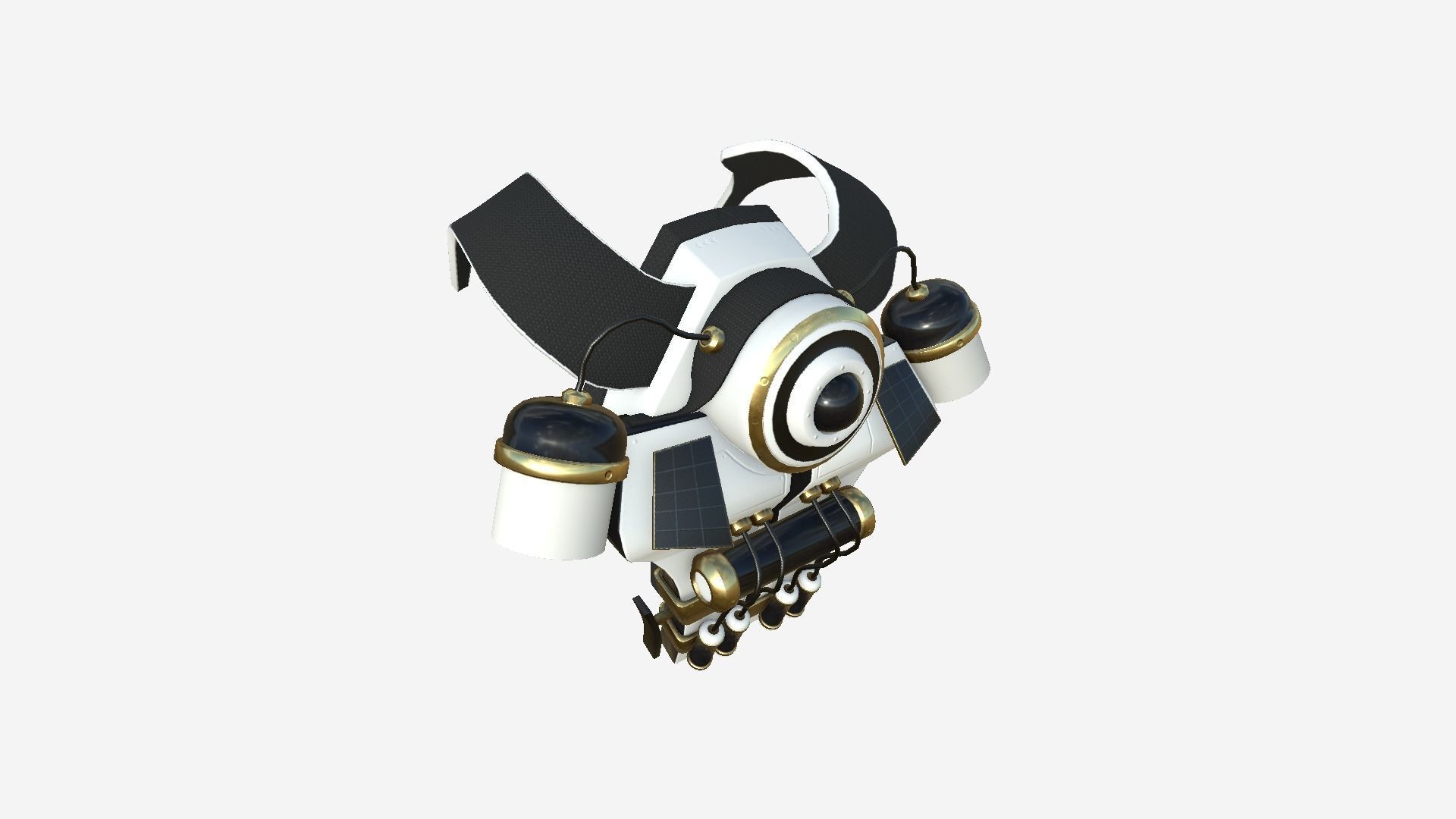 SciFi Backpack B05 White Gold - Fashion Character Design Low-poly 3D model_3