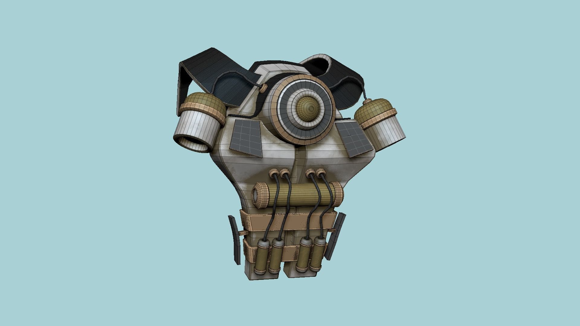 SciFi Backpack B06 White Bronze - Fashion Character Design Low-poly 3D model_6