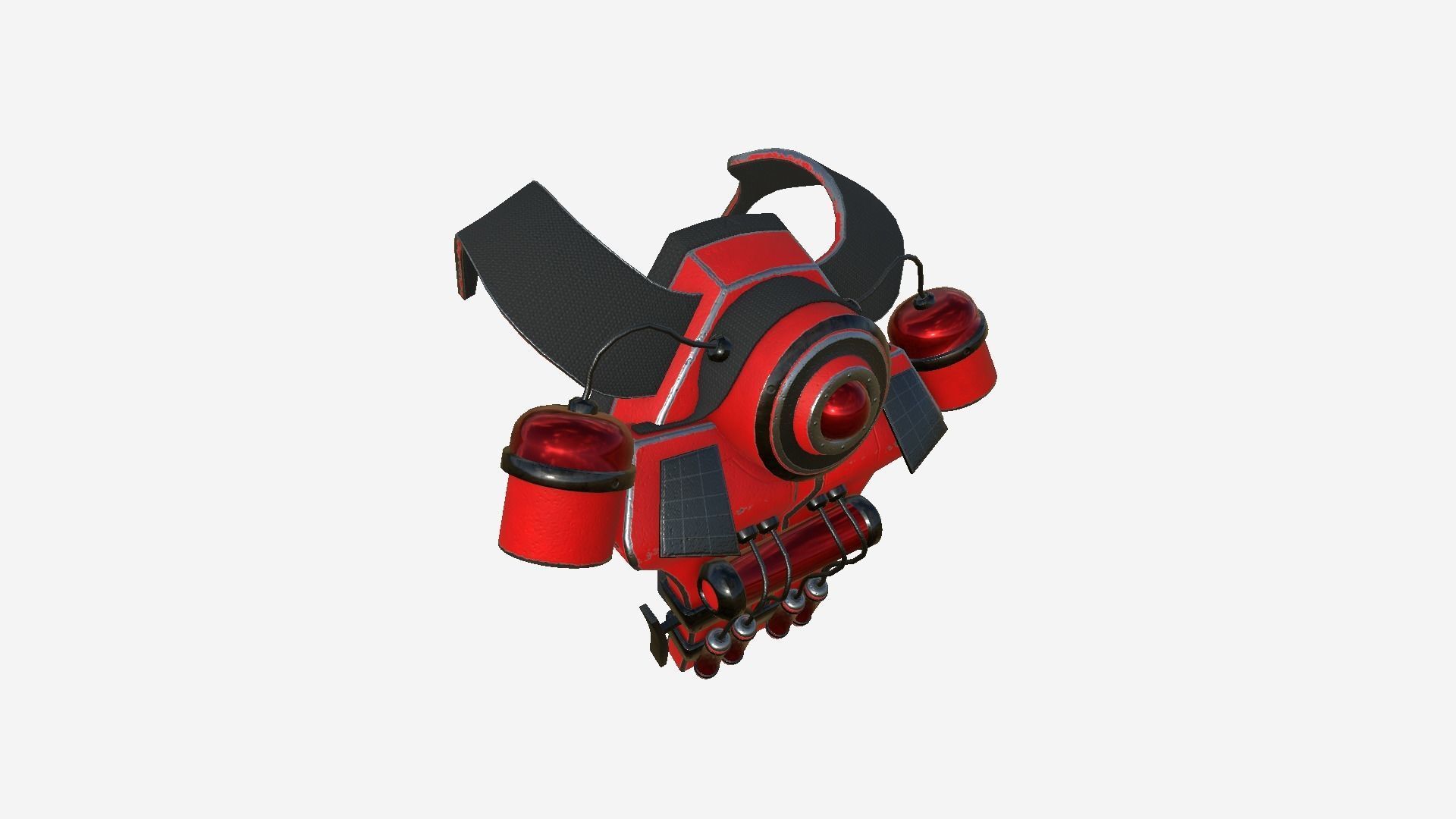 SciFi Backpack B07 Red - Fashion Character Design Low-poly 3D model_3
