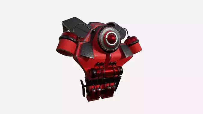 SciFi Backpack B07 Red - Fashion Character Design Low-poly 3D model