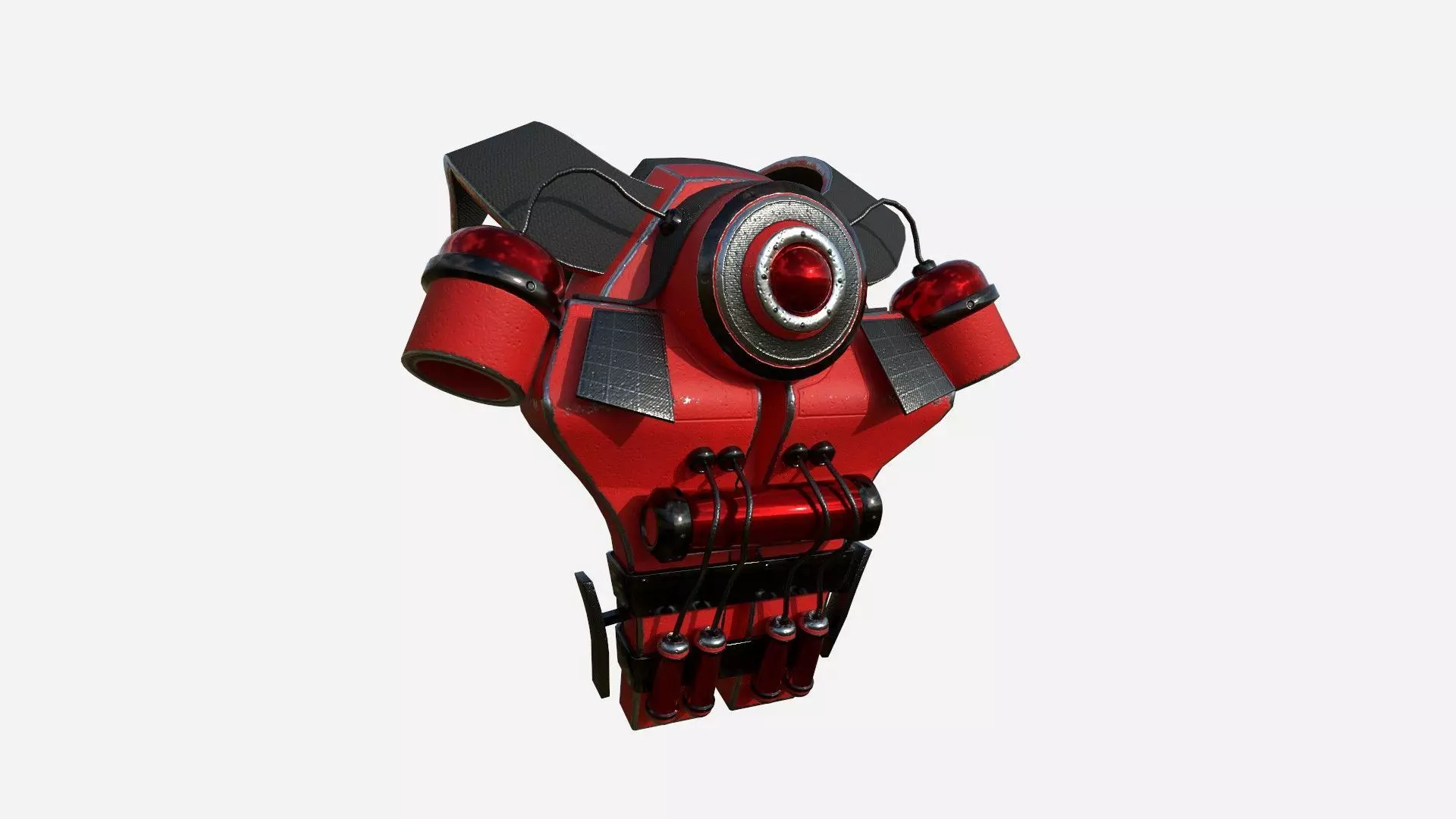 SciFi Backpack B07 Red - Fashion Character Design Low-poly 3D model_0