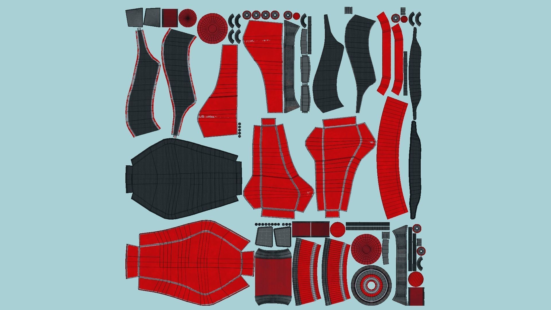 SciFi Backpack B07 Red - Fashion Character Design Low-poly 3D model_5