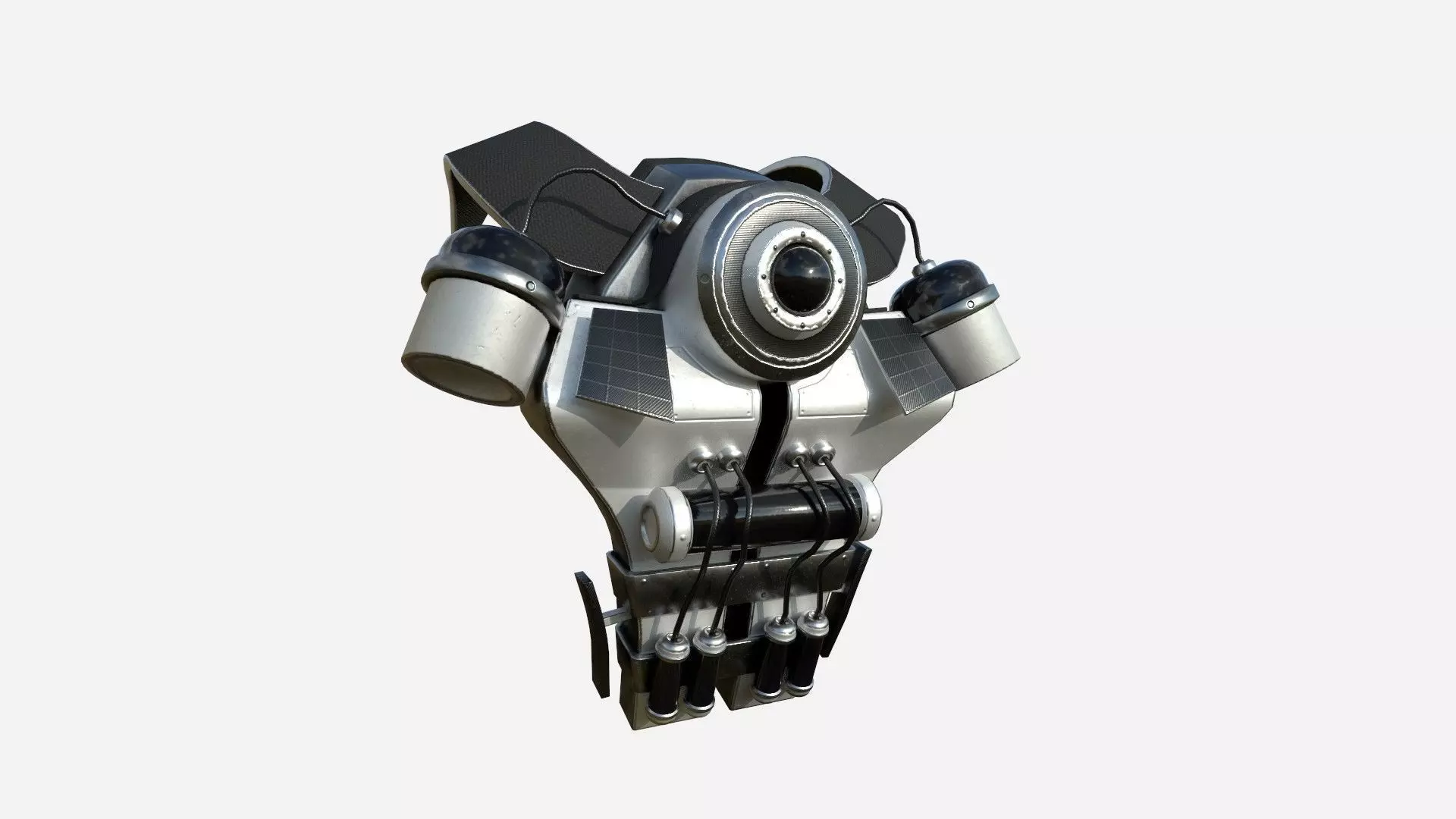 SciFi Backpack B08 Steel Bright - Fashion Character Design Low-poly 3D model_0