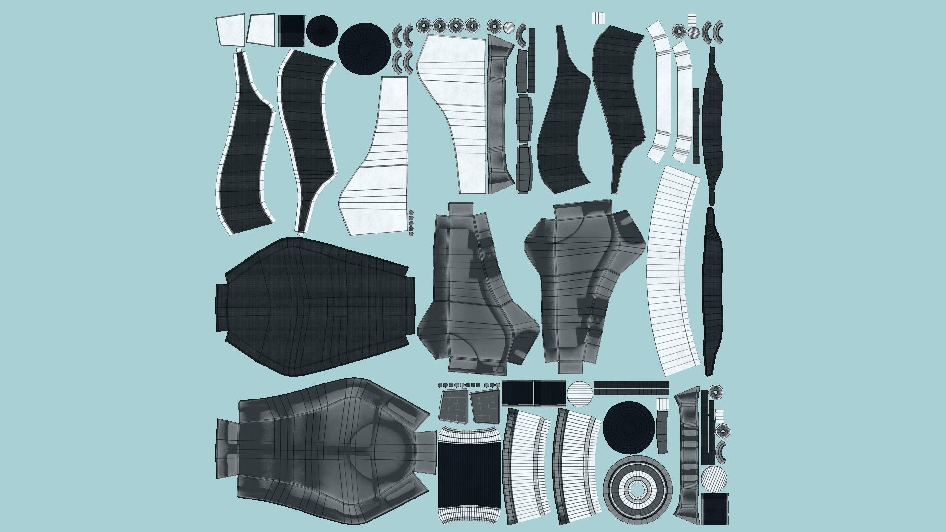 SciFi Backpack B08 Steel Bright - Fashion Character Design Low-poly 3D model_5