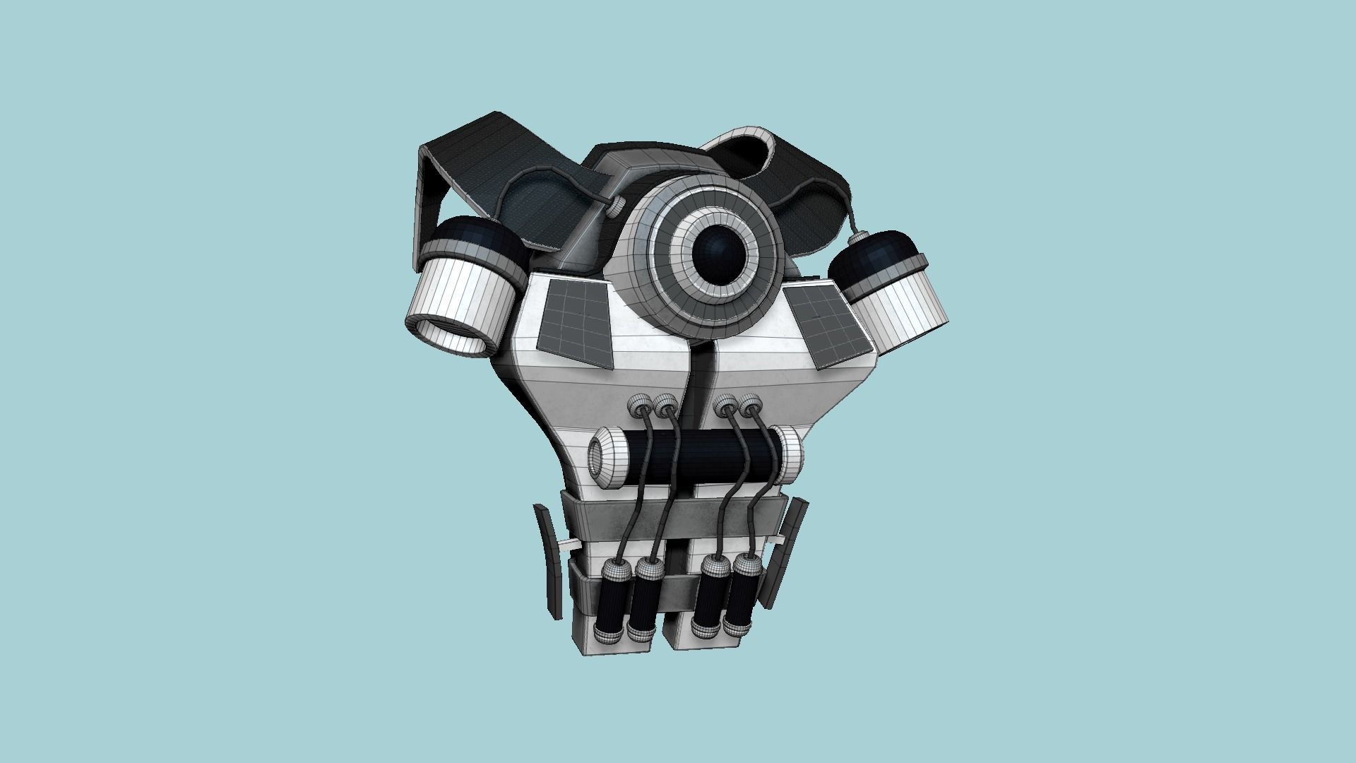 SciFi Backpack B08 Steel Bright - Fashion Character Design Low-poly 3D model_6