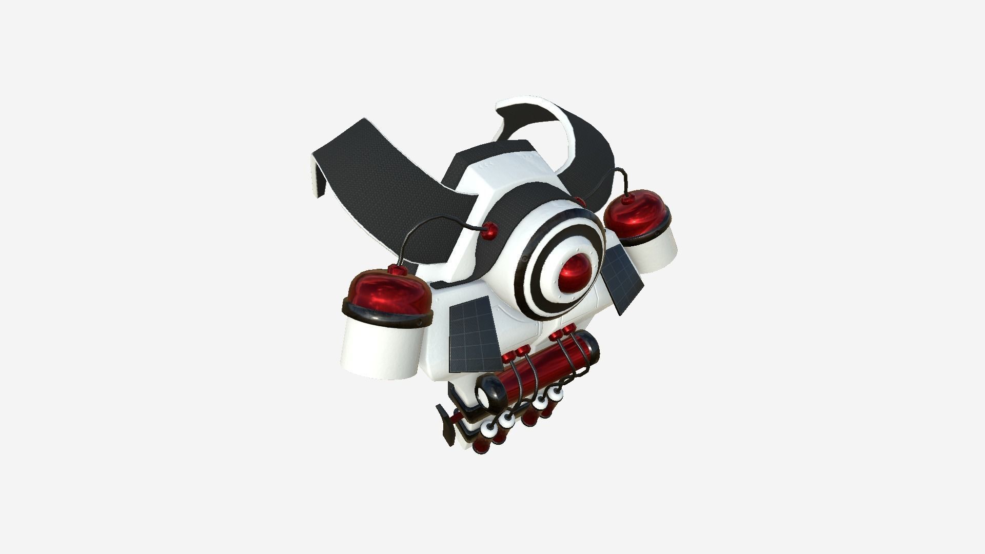 SciFi Backpack B09 White Red - Fashion Character Design Low-poly 3D model_3