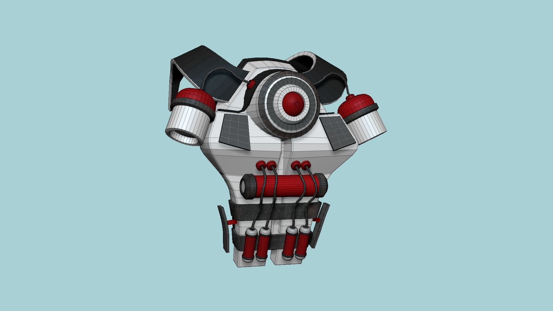 SciFi Backpack B09 White Red - Fashion Character Design Low-poly 3D model_6