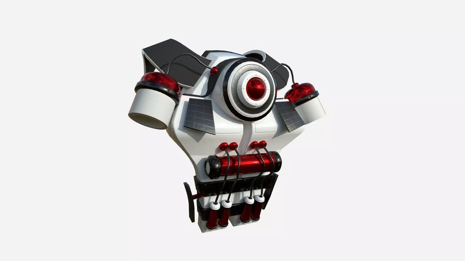 SciFi Backpack B09 White Red - Fashion Character Design Low-poly 3D model_0