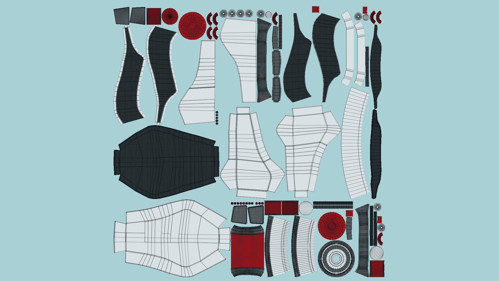 SciFi Backpack B09 White Red - Fashion Character Design Low-poly 3D model_5