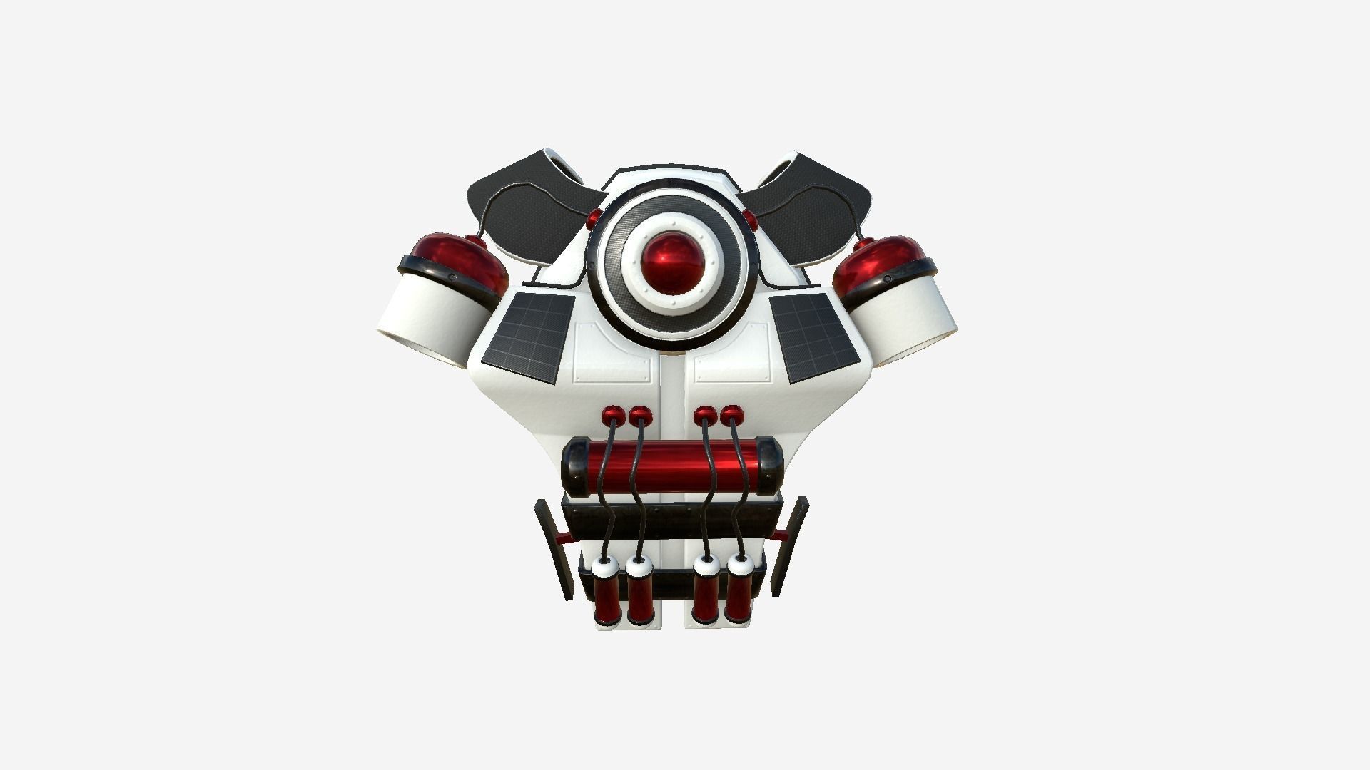 SciFi Backpack B09 White Red - Fashion Character Design Low-poly 3D model_1