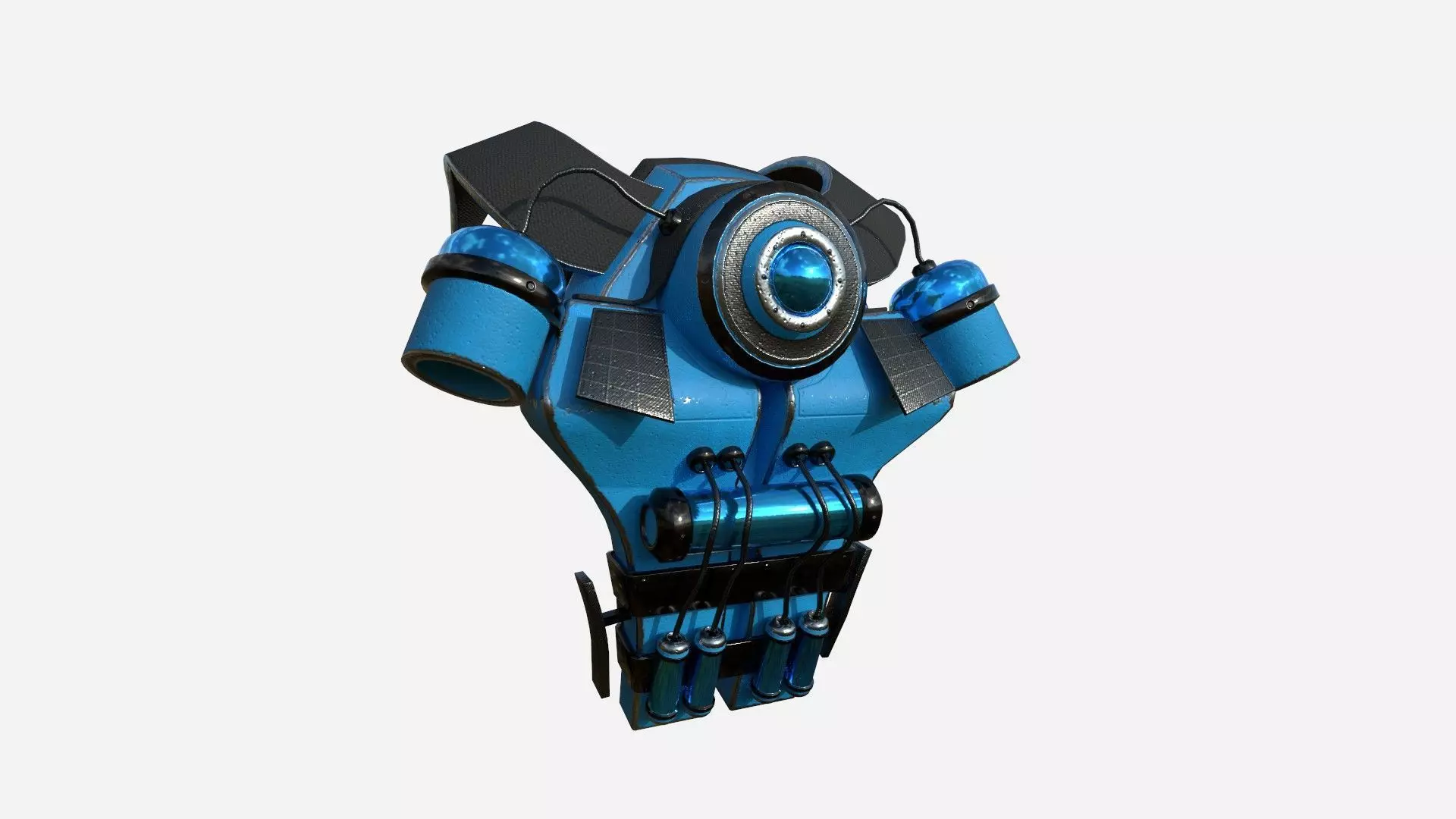 SciFi Backpack B10 Blue - Fashion Character Design Low-poly 3D model_0