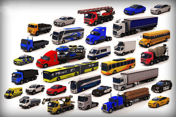 Vehicle-Pack-2 ford pickup truck Low-poly 3D model