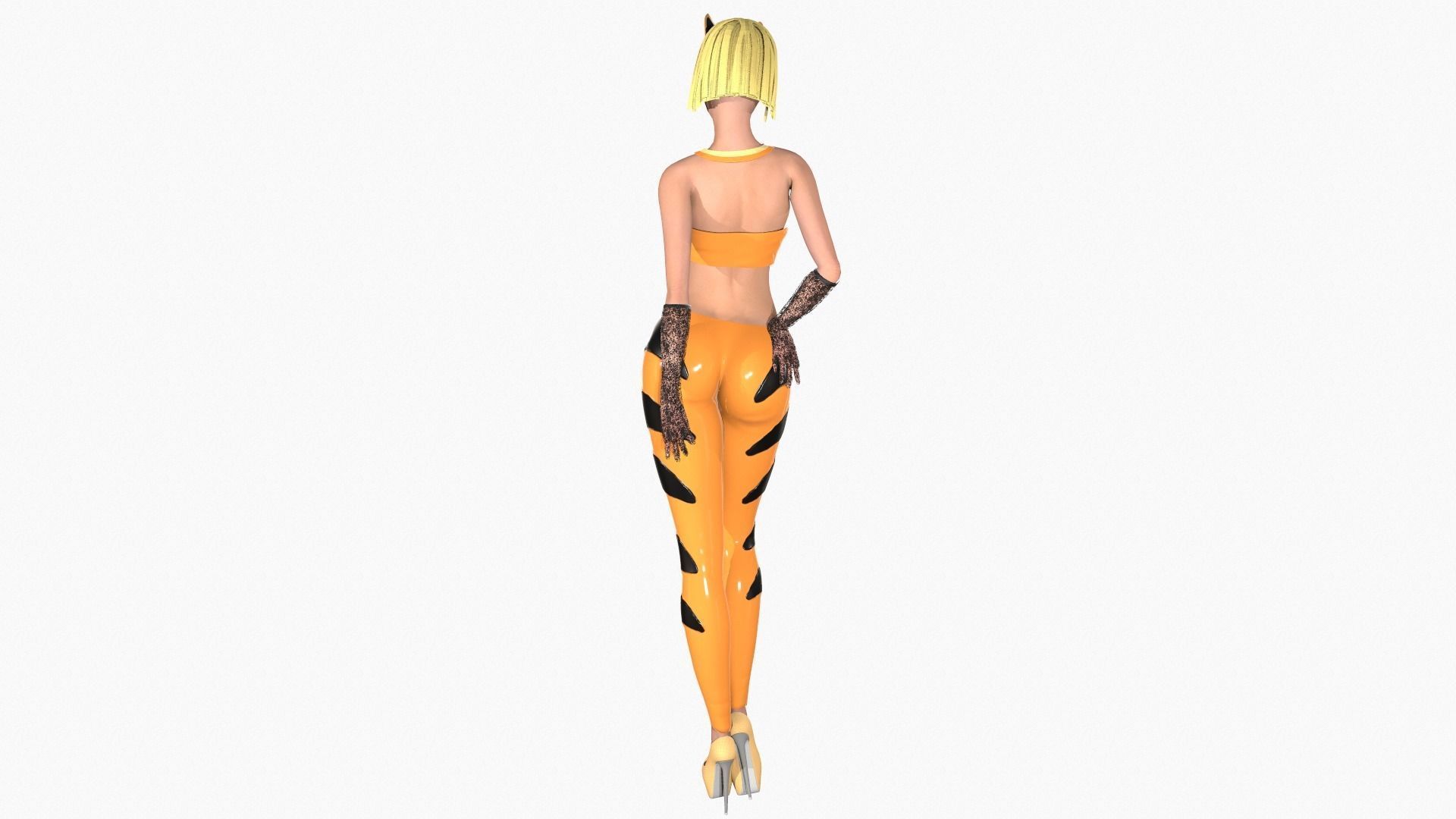 Tigress girl Low-poly 3D model_3