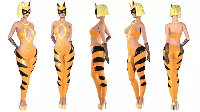 Tigress girl Low-poly 3D model