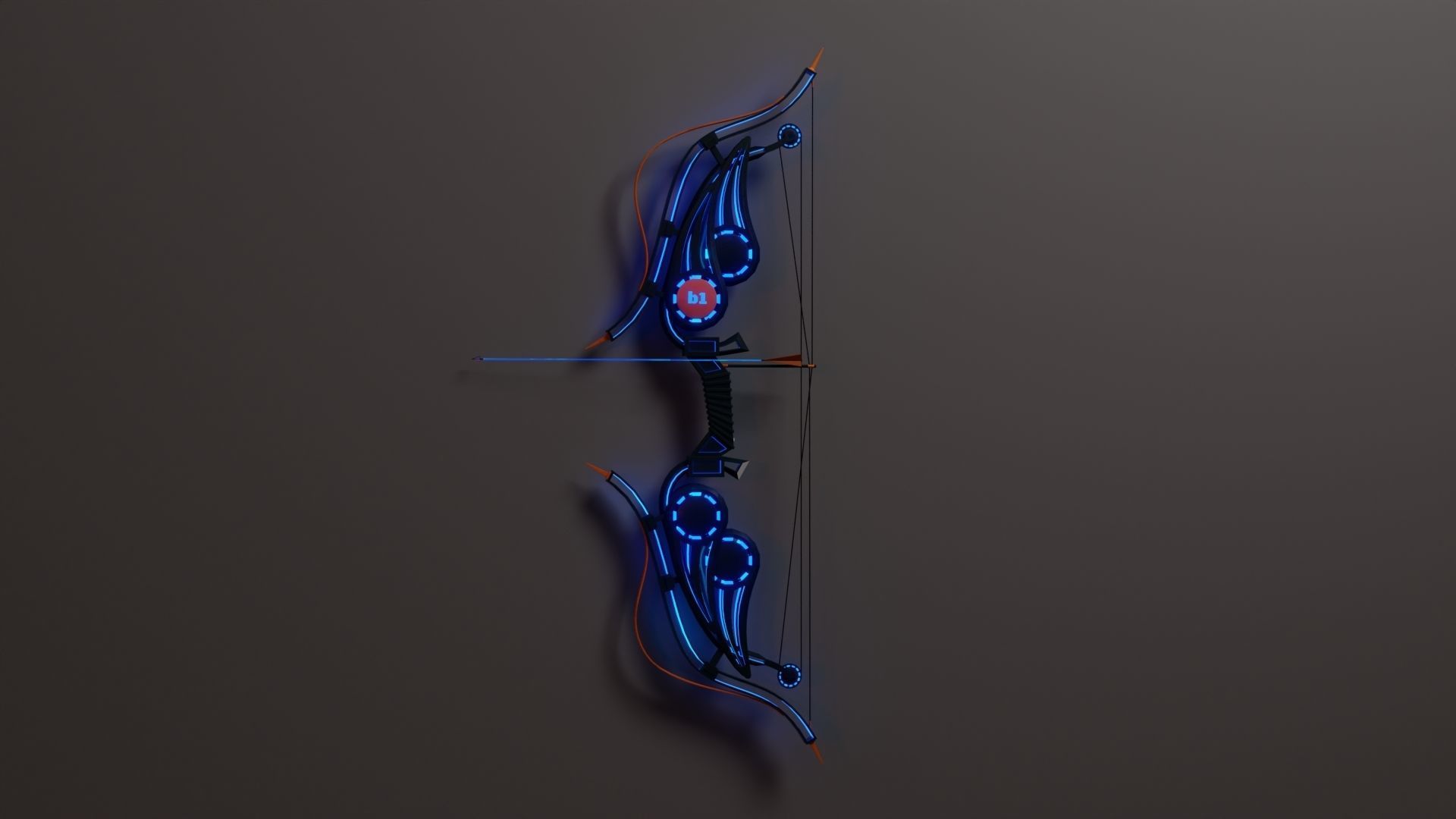 Sci-fi bow with arrow Low-poly 3D model_2