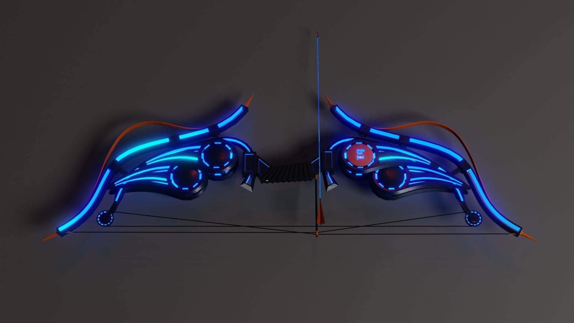 Sci-fi bow with arrow Low-poly 3D model_3