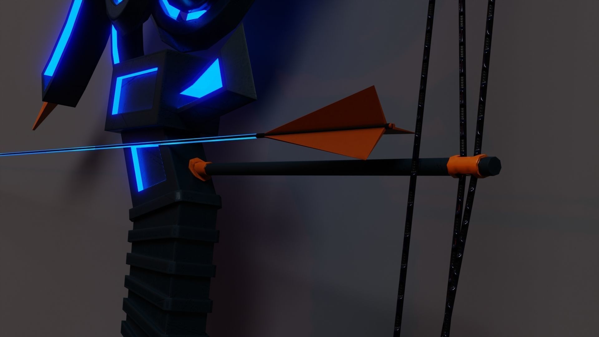 Sci-fi bow with arrow Low-poly 3D model_7
