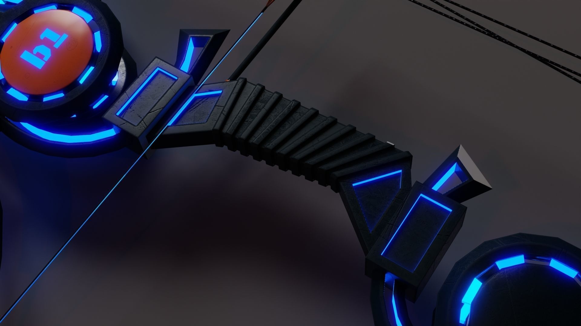 Sci-fi bow with arrow Low-poly 3D model_5