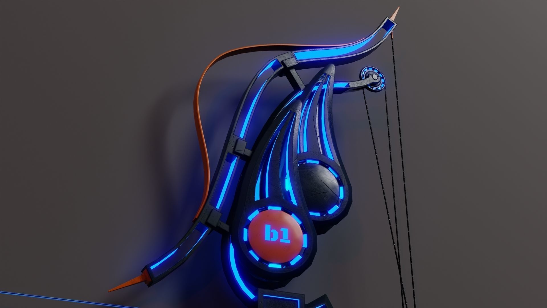 Sci-fi bow with arrow Low-poly 3D model_4