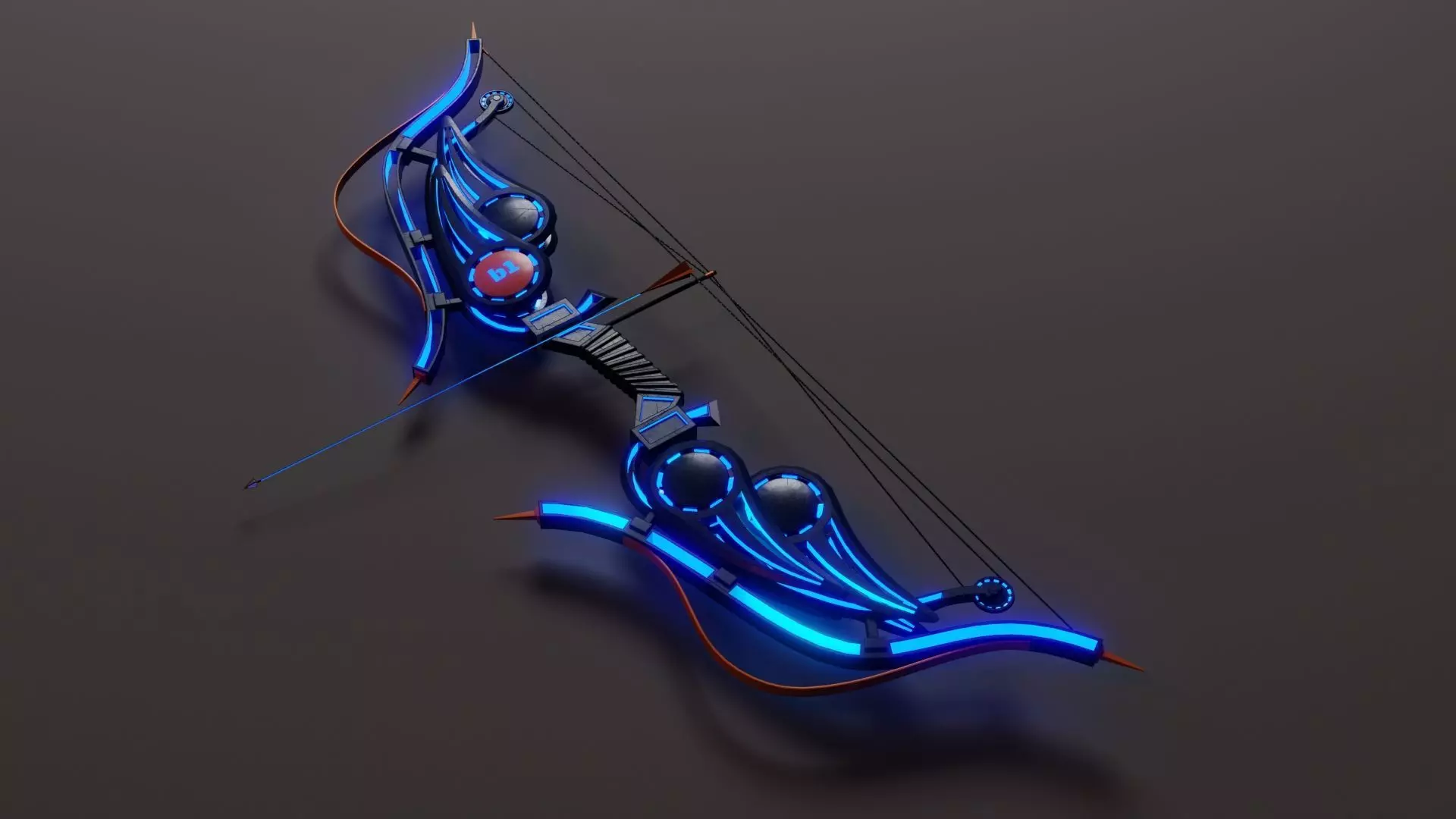 Sci-fi bow with arrow Low-poly 3D model_0