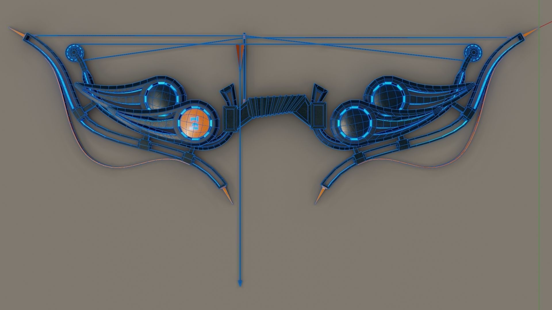 Sci-fi bow with arrow Low-poly 3D model_11