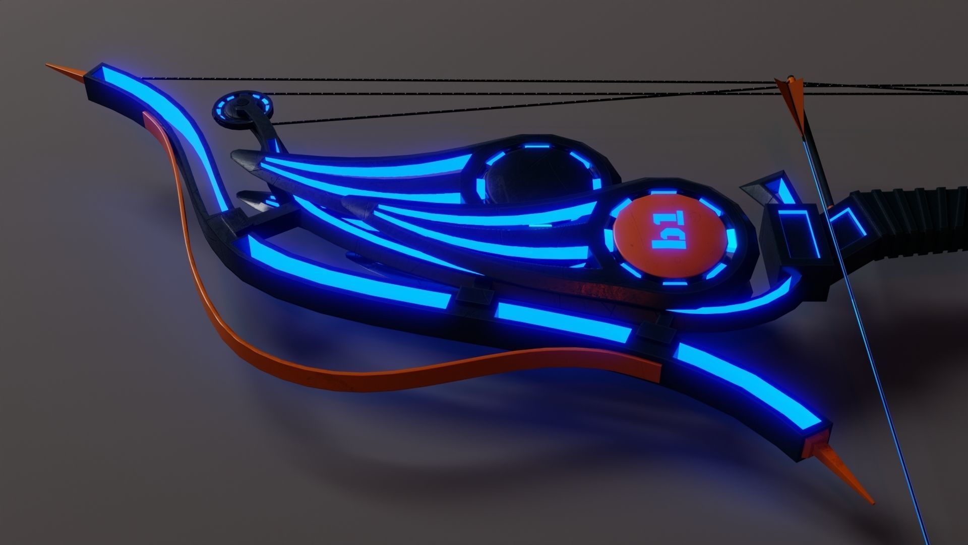 Sci-fi bow with arrow Low-poly 3D model_6