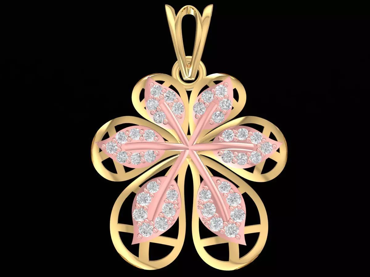 Elegant Five Petal Flower Pendant 3D Model for Jewelry 3235 3D print model