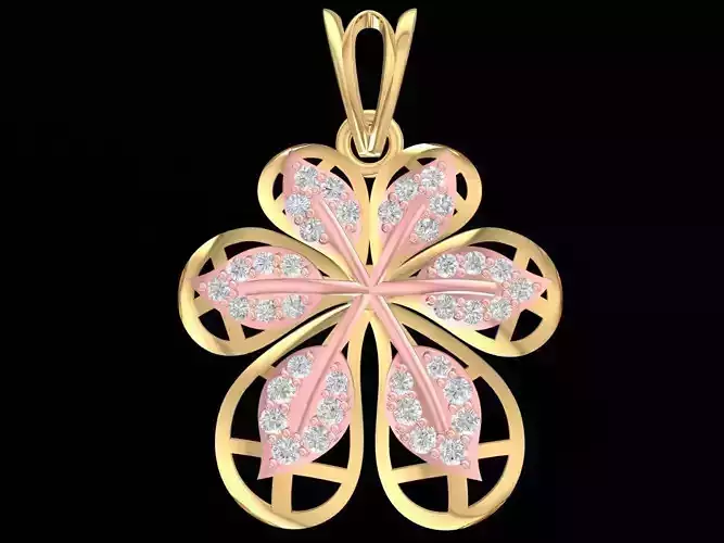 newdesign diamond leaf and flower pendant 3235
