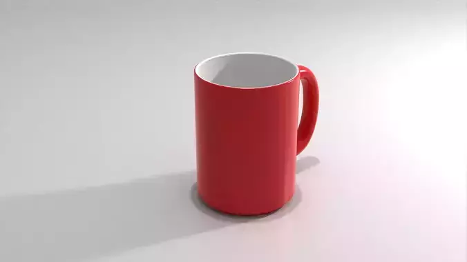 3D Model Red and White Mug 