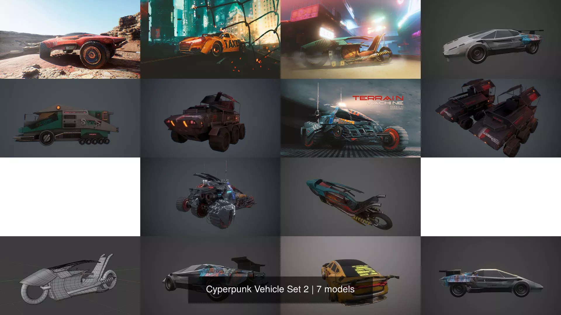 Cyperpunk Vehicle Set 2 3D Model Collection_9