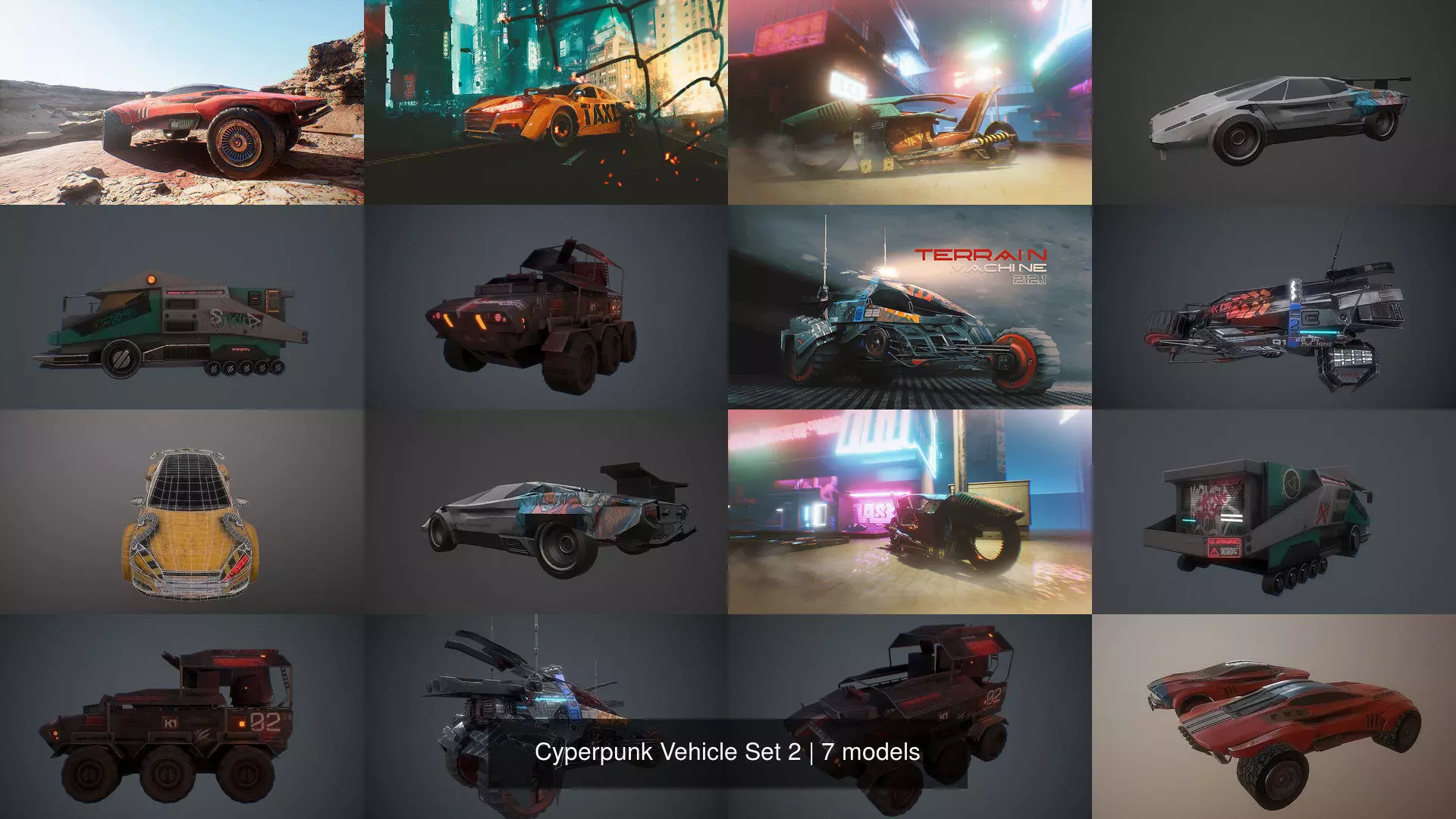 Cyperpunk Vehicle Set 2 3D Model Collection_0